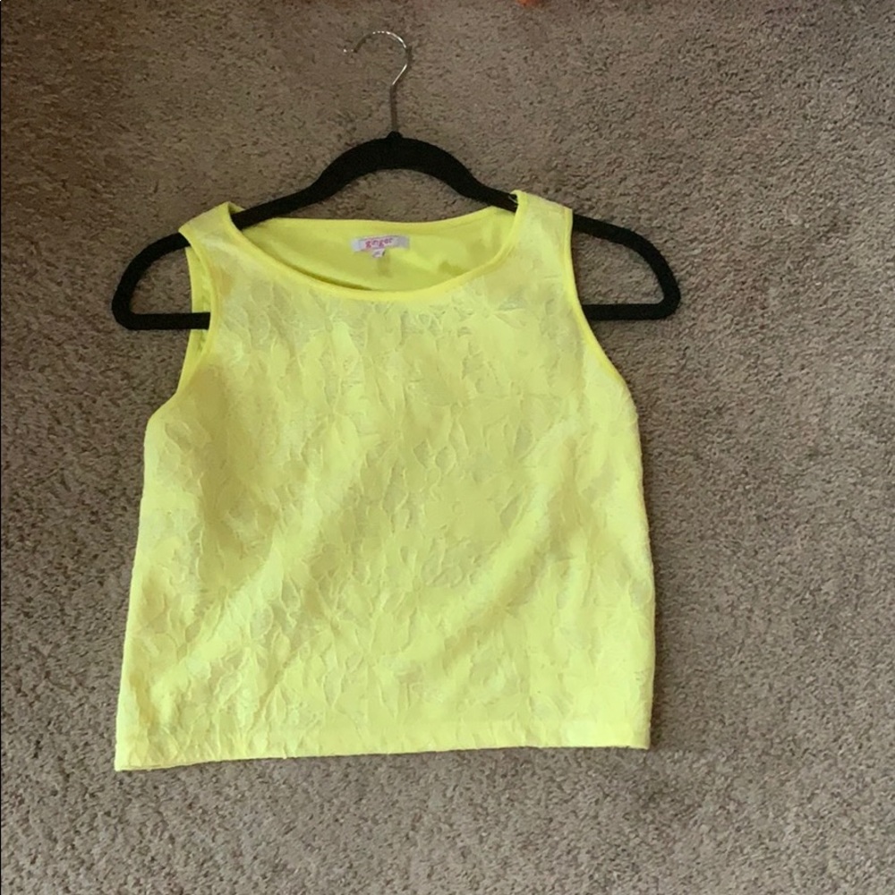 Yellow lace crop top